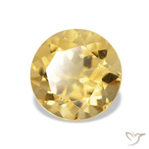 Citrine Jaune doré léger naturelle Coupe roude, 2.00 ct, VS