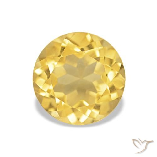 Citrine Jaune doré léger naturelle Coupe roude, 1.27 ct, VVS