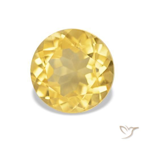 Citrine Jaune doré léger naturelle Coupe roude, 1.27 ct, VVS