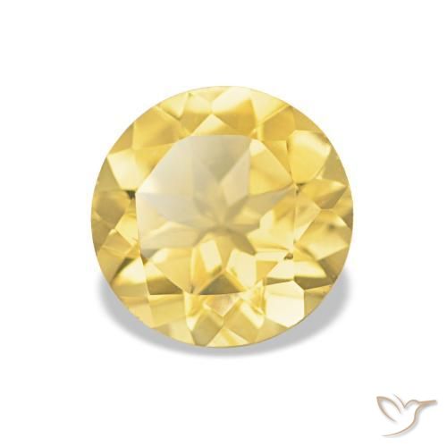 Citrine Jaune doré léger naturelle Coupe roude, 1.08 ct, VVS