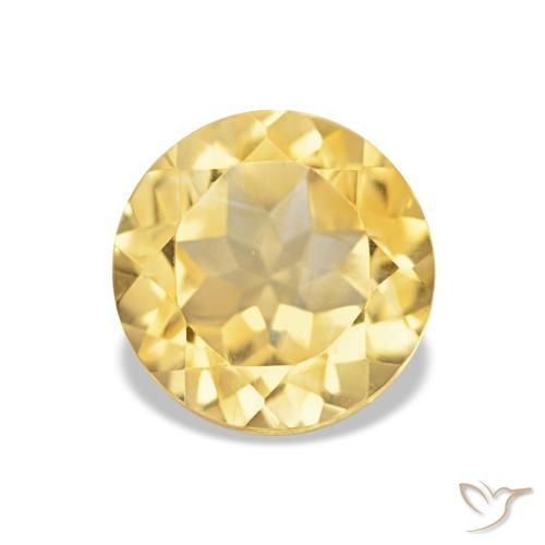 Citrine Jaune doré léger naturelle Coupe roude, 1.26 ct, VVS