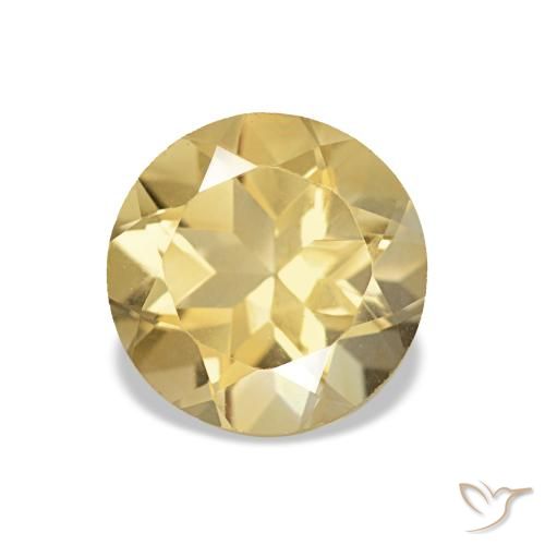 Citrine jaune doré léger de 1,12 ct, rond, VVS