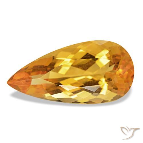 Citrine Orange Doré naturelle En forme de poire, 11.35 ct, VVS