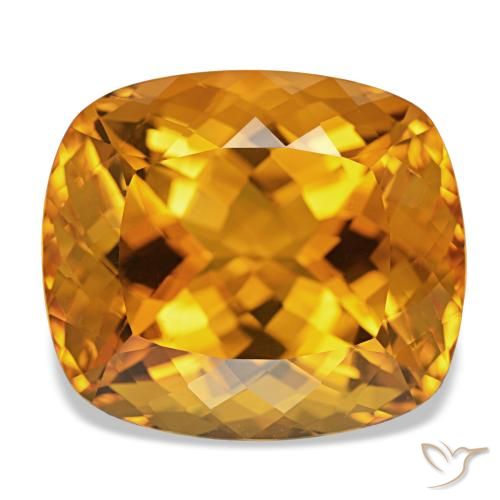 Citrine Doré-orange foncé naturelle Coupe coussin, 24.69 ct, IF