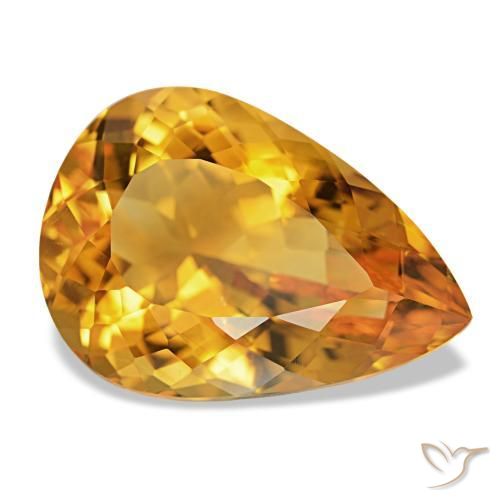Citrine Orange-or naturelle En forme de poire, 14.17 ct, VVS-VS