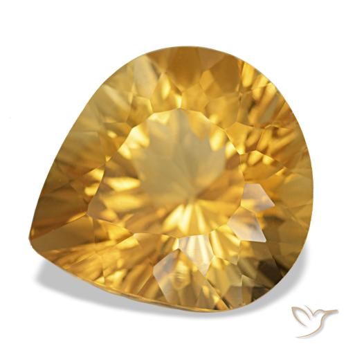 9.10ct Medium Dark-Golden Citrine, En forme de poire, VS