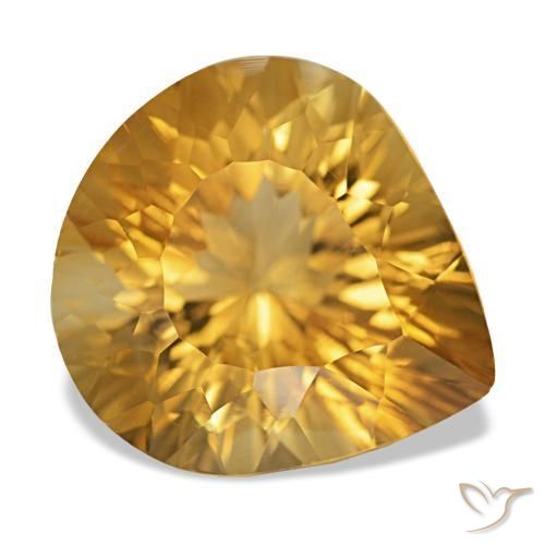 Citrine Medium Dark-Golden naturelle En forme de poire, 9.10 ct, VS