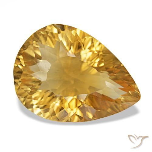 Citrine Orange doré profond naturelle En forme de poire, 12.82 ct, VS