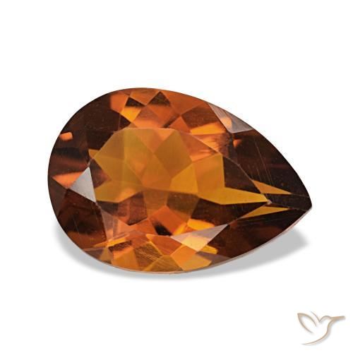 Citrine Orange foncé naturelle En forme de poire, 1.78 ct, VVS