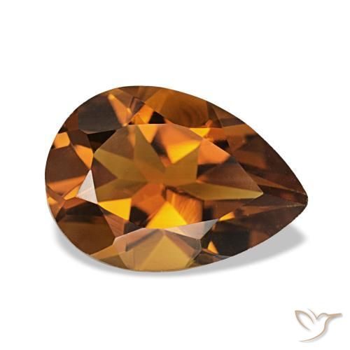 Citrine Orange foncé naturelle En forme de poire, 1.90 ct, VVS