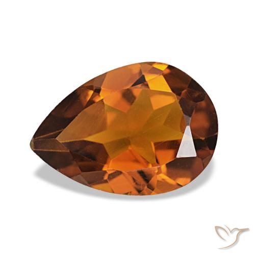 Citrine Medium Dark-Orange naturelle En forme de poire, 1.61 ct, VVS