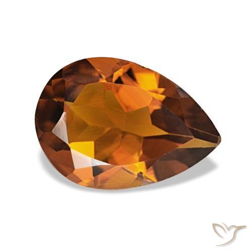 Citrine Medium Dark-Orange naturelle En forme de poire, 1.61 ct, VVS