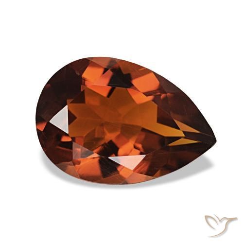 Citrine Orange foncé naturelle En forme de poire, 1.58 ct, VVS-VS