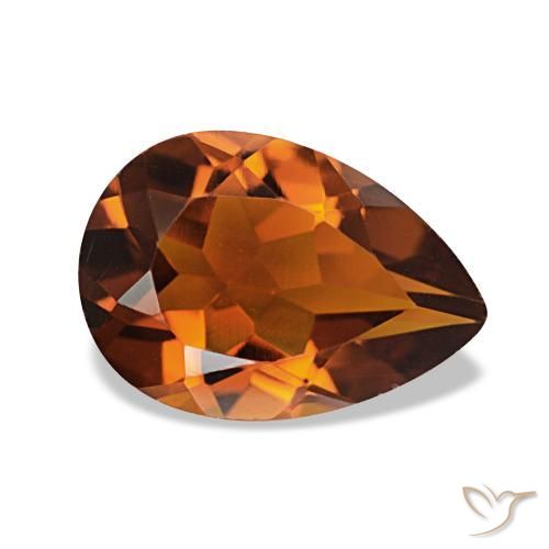 Citrine Ambre orange naturelle En forme de poire, 1.73 ct, VVS-VS