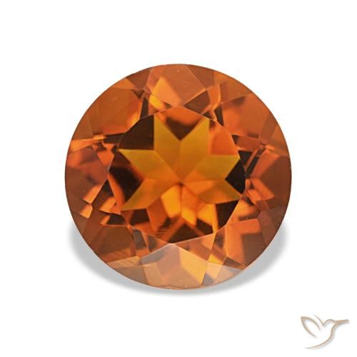 Citrine Orange foncé naturelle Coupe roude, 1.84 ct, VVS