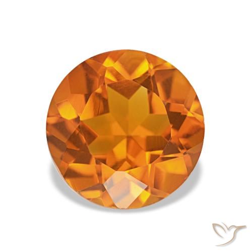 Citrine Orange rougeâtre naturelle Coupe roude, 1.66 ct, VVS