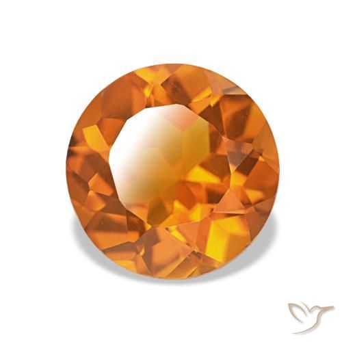Citrine Orange rougeâtre naturelle Coupe roude, 1.66 ct, VVS