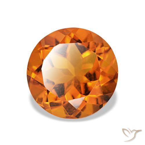 Citrine Orange foncé naturelle Coupe roude, 1.89 ct, VVS-VS