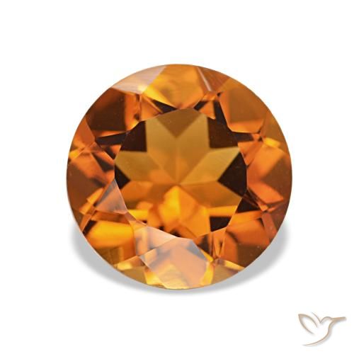 Citrine Orange foncé naturelle Coupe roude, 1.66 ct, VVS-VS