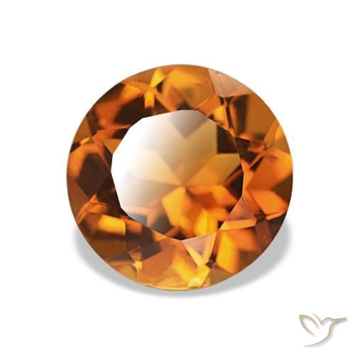 Citrine Orange foncé naturelle Coupe roude, 1.66 ct, VVS-VS