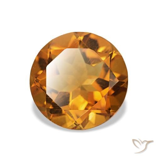 Citrine Orange brunâtre naturelle Coupe roude, 1.54 ct, VVS-VS