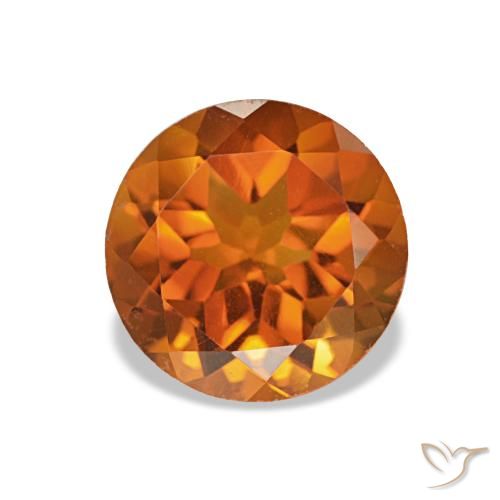 Citrine Orange foncé naturelle Coupe roude, 1.25 ct, VVS-VS