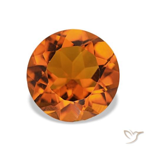 Citrine Orange feu naturelle Coupe roude, 1.50 ct, VS