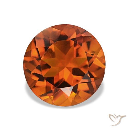 Citrine orange rougeâtre naturelle coupe roude, 1,85 ct, VS