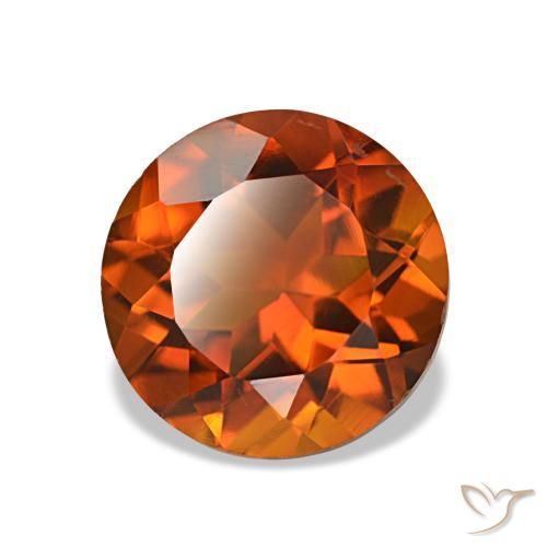 Citrine orange rougeâtre naturelle coupe roude, 1,85 ct, VS