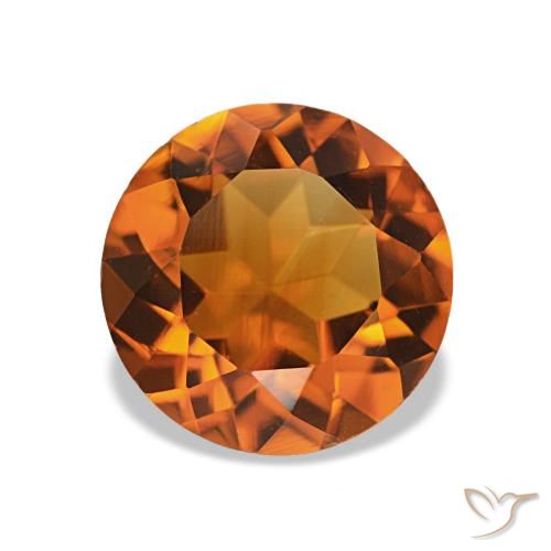 Citrine orange intense naturelle coupe roude, 1,61 ct, VS