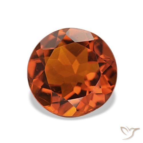 Citrine orange foncé naturelle coupe roude, 1,63 ct, VS