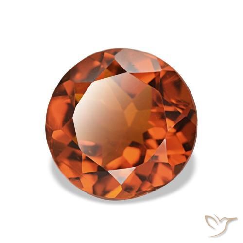 Citrine orange foncé naturelle coupe roude, 1,63 ct, VS