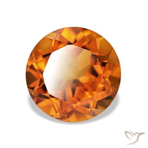 Citrine Orange foncé naturelle Coupe roude, 2.19 ct, VS