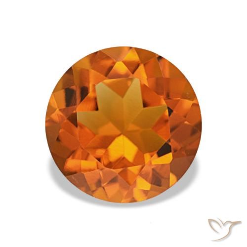 Citrine orange moyen naturelle coupe roude, 1,72 ct, VVS