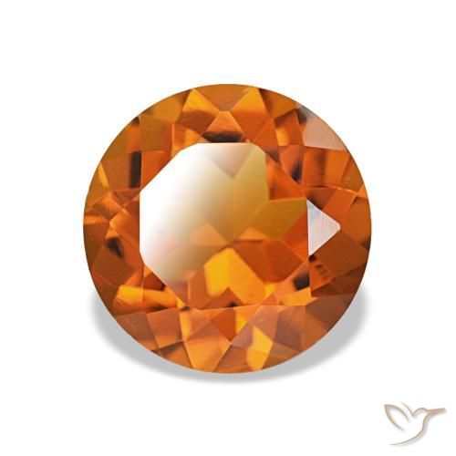 Citrine orange moyen naturelle coupe roude, 1,72 ct, VVS