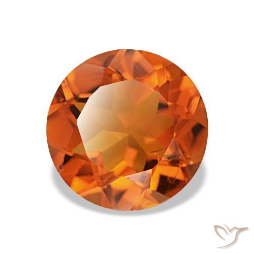 Citrine orange naturelle coupe roude, 1,57 ct, VS