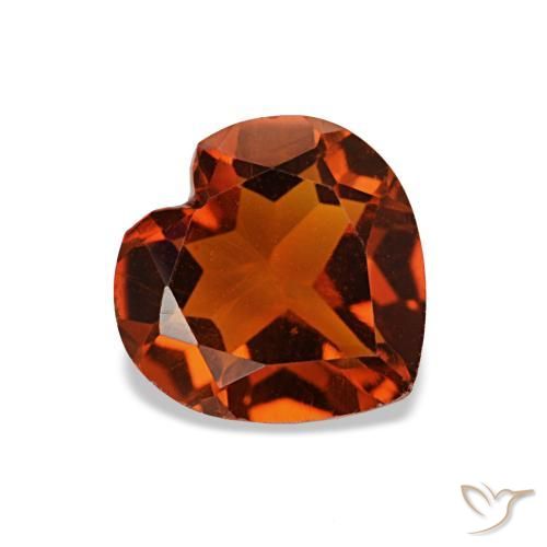 Citrine Orange feu naturelle Forme de coeur, 1.00 ct, VS