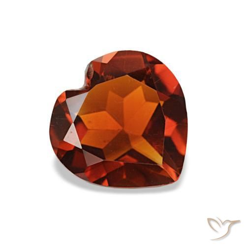 Citrine orange foncé naturelle forme de coeur, 0,98 ct, VS