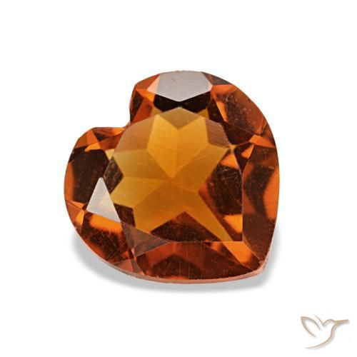 Citrine orange intense naturelle forme de coeur, 0,92 ct, VVS-VS