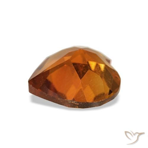 Citrine orange intense naturelle forme de coeur, 0,92 ct, VVS-VS