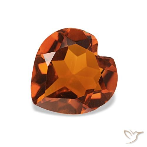 Citrine ambre orange naturelle forme de coeur, 0,91 ct, VS