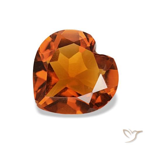 Citrine Orange foncé naturelle Forme de coeur, 0.93 ct, VS
