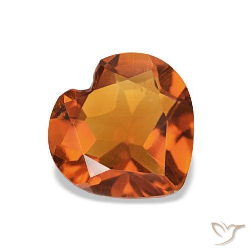 Citrine Orange foncé naturelle Forme de coeur, 0.93 ct, VS