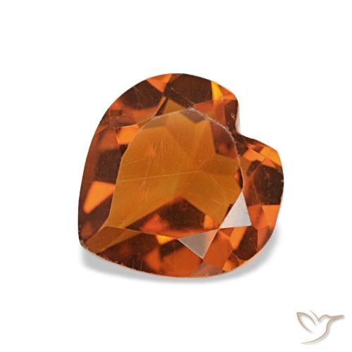 Citrine Orange moyen naturelle Forme de coeur, 0.91 ct, VS
