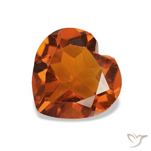 Citrine orange intense naturelle forme de coeur, 1,03 ct, VS