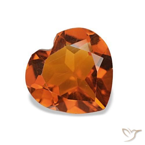 Citrine orange intense naturelle forme de coeur, 1,03 ct, VS