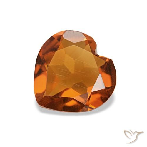 Citrine Orange rougeâtre naturelle Forme de coeur, 0.94 ct, VVS