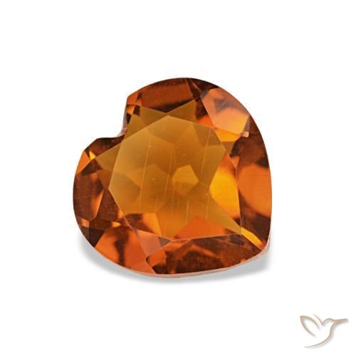 Citrine Orange rougeâtre naturelle Forme de coeur, 0.94 ct, VVS