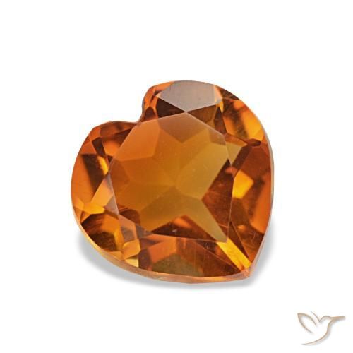 Citrine orange moyen naturelle forme de coeur, 1,10 ct, VVS