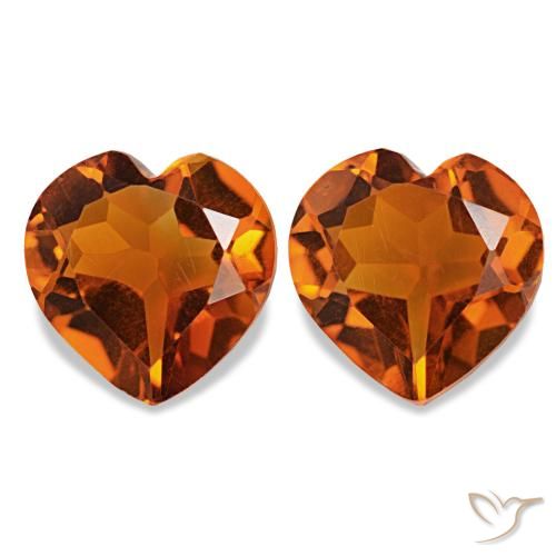 Citrine ambre orange de 1,97 ct, cœur, VS